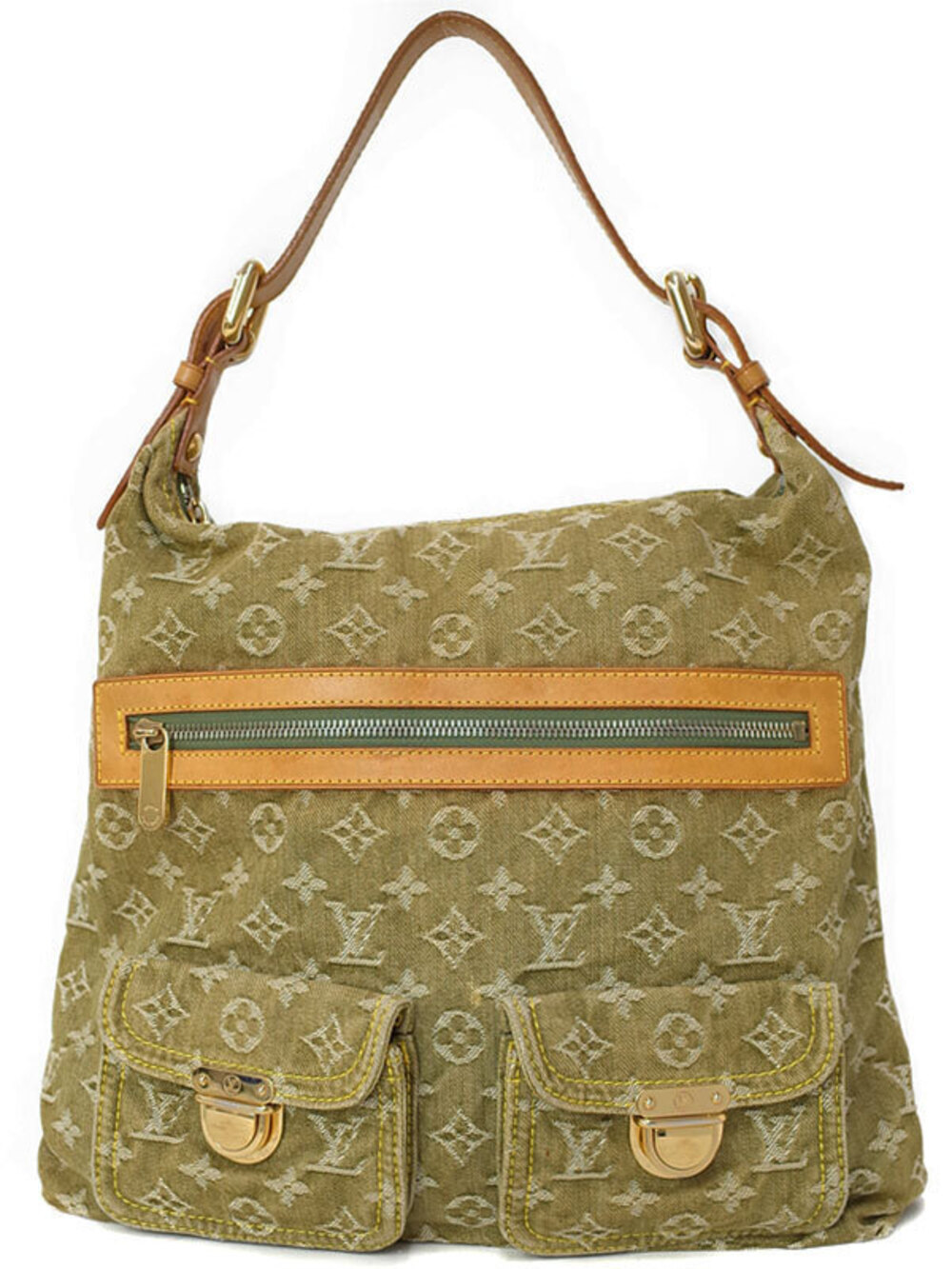 Louis Vuitton Monogram Denim Baggy Shoulder Bag Brown